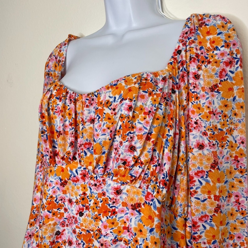 Old Navy Floral Print Dress Long-Sleeve Sweetheart Neckline Womens‎ XL NWT - Picture 4 of 10